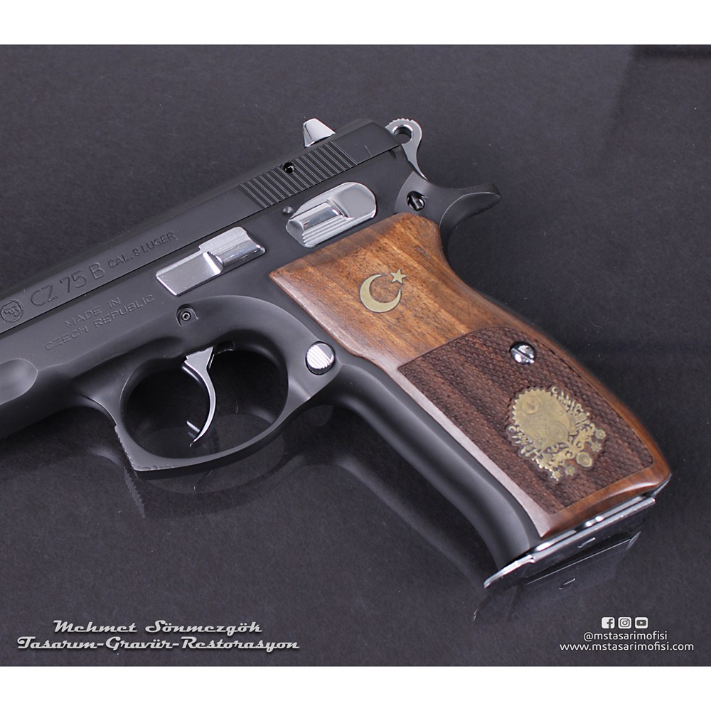 CZ 75B Kaplama // Siyah Krom,Parçalar Beyaz