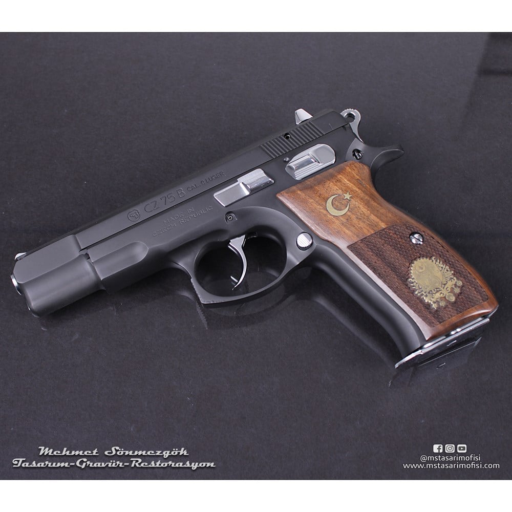 CZ 75B Kaplama // Siyah Krom,Parçalar Beyaz