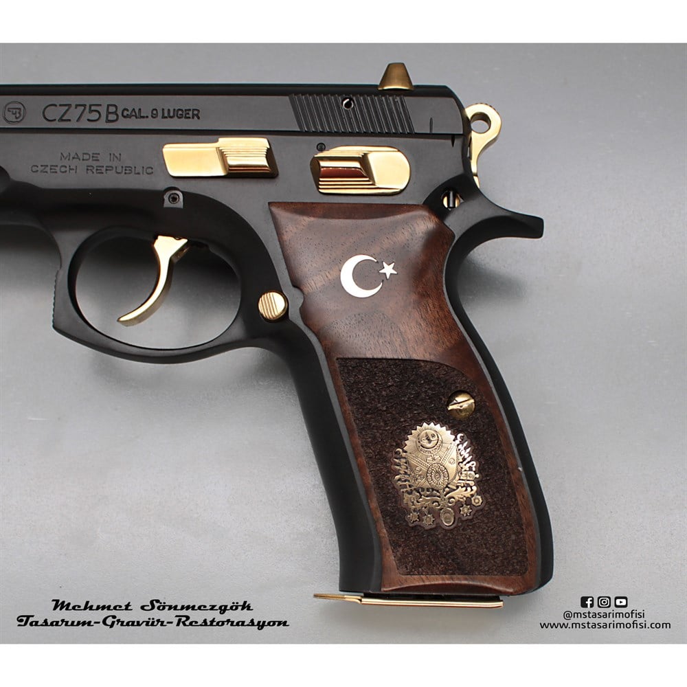 CZ 75B // Siyah Krom Kaplama,Parçalar Sarı Titanyum