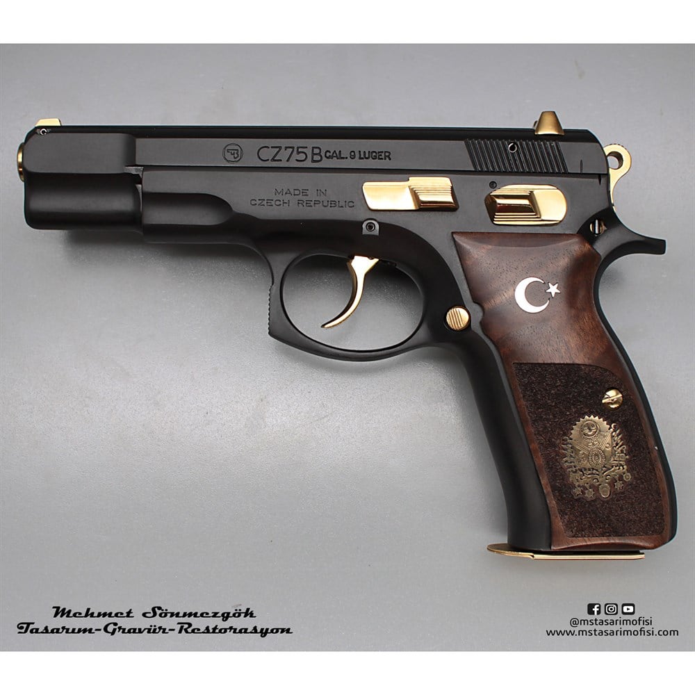 CZ 75B // Siyah Krom Kaplama,Parçalar Sarı Titanyum