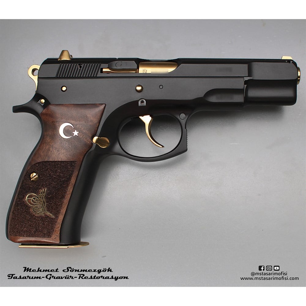 CZ 75B // Siyah Krom Kaplama,Parçalar Sarı Titanyum