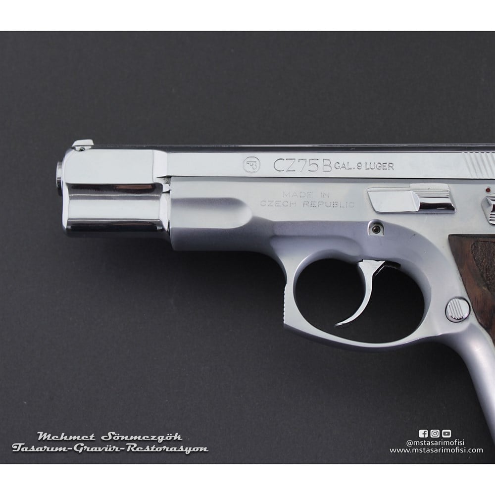 CZ75B Kaplama // Beyaz Krom,Yanaklar Parlak