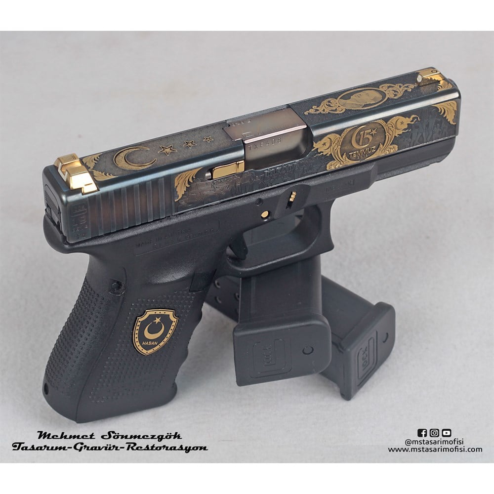 Glock 19 Gravür // 15 Temmuz,Polimer Gövde Logolu