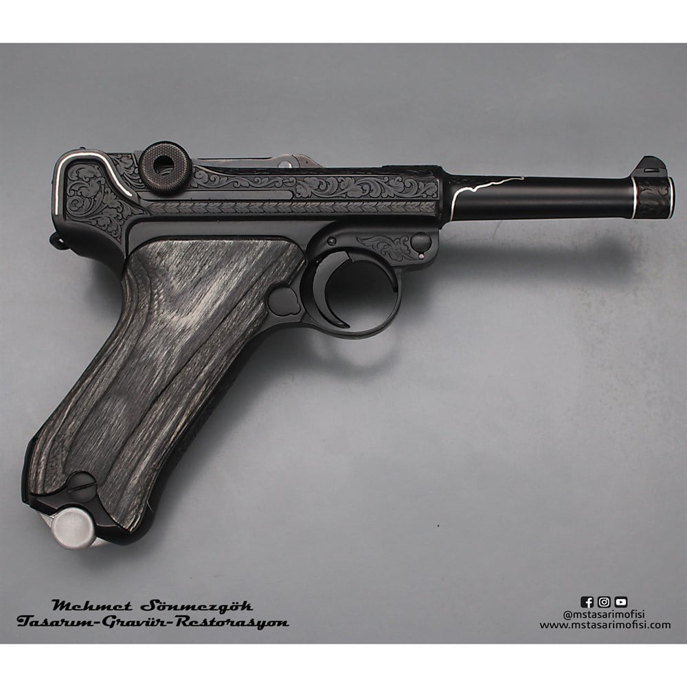 Luger P08 Gravür // Gümüş Kakmalı Özel Gravür