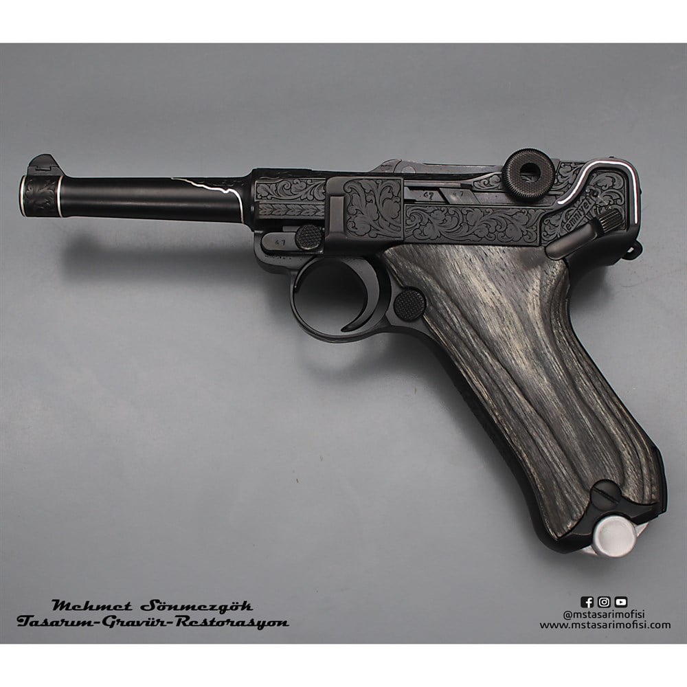Luger P08 Gravür // Gümüş Kakmalı Özel Gravür