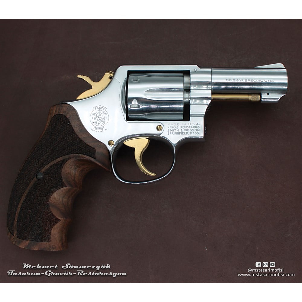 Smith & Wesson.38 Kaplama // Parlak Krom,Parçalar Sarı