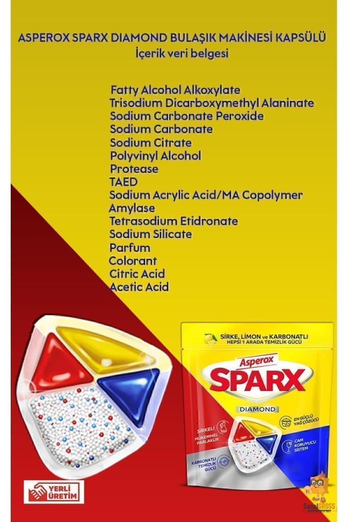 ASPEROX Sparx Bulaşık Makinesi Kapsülü 60'lı X 2 Paket (120 YIKAMA)