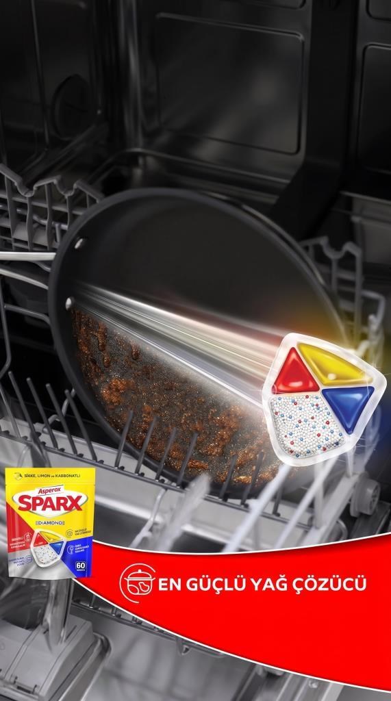 ASPEROX Sparx Diamond Bulaşık Makinesi Tableti 60'lı 3 ADET