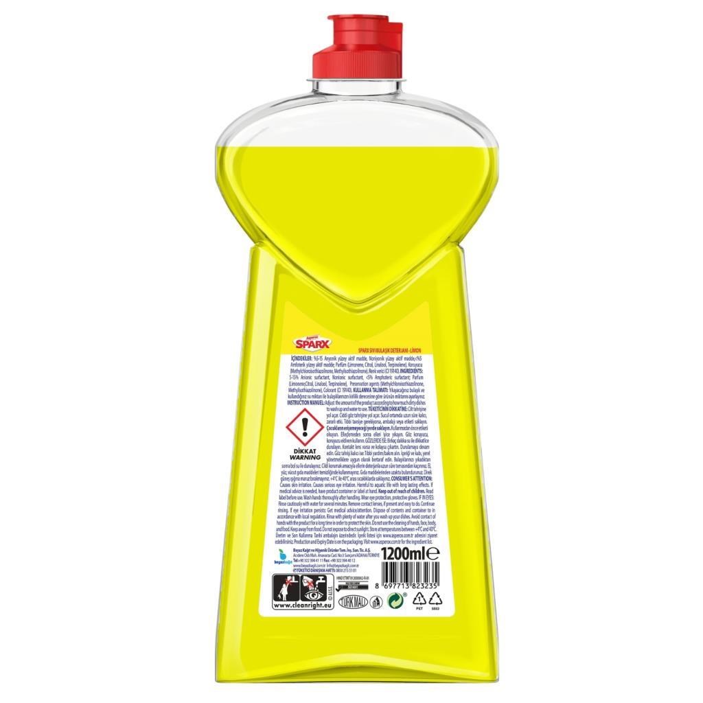 ASPEROX sparx sıvı bulaşık deterjanı limon 1200 ml