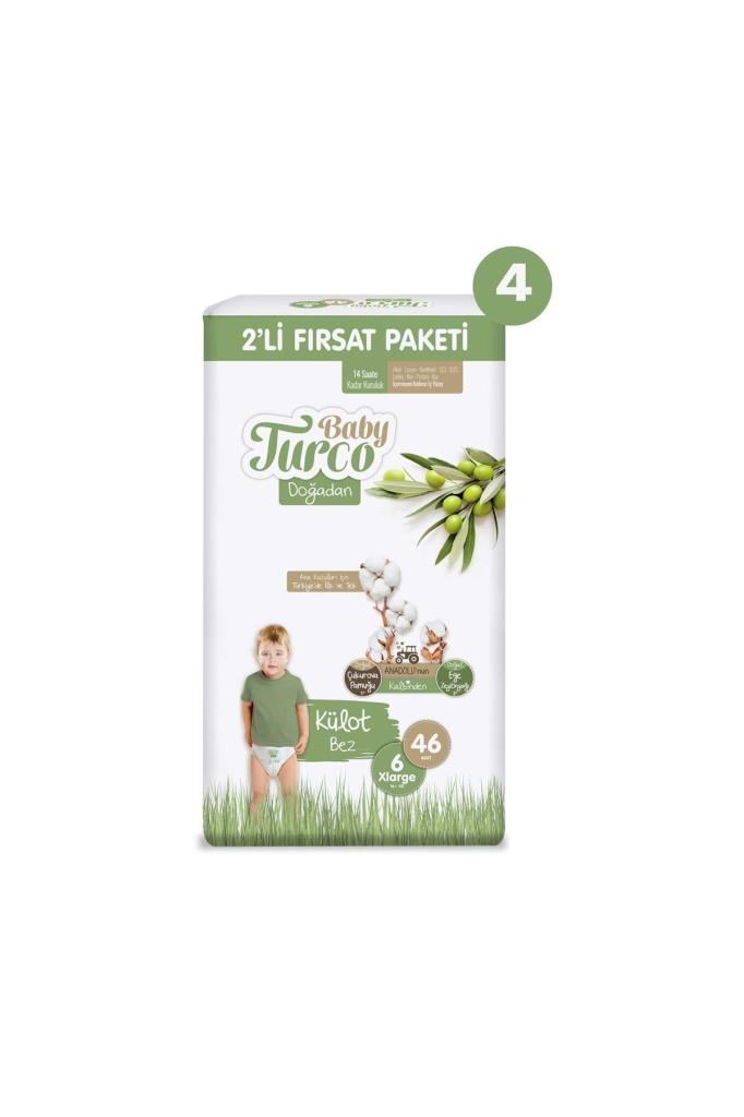 Baby Turco Doğadan 2'li Mega Fırsat Paketi Külot Bez 6 Numara Xlarge 184 Adet