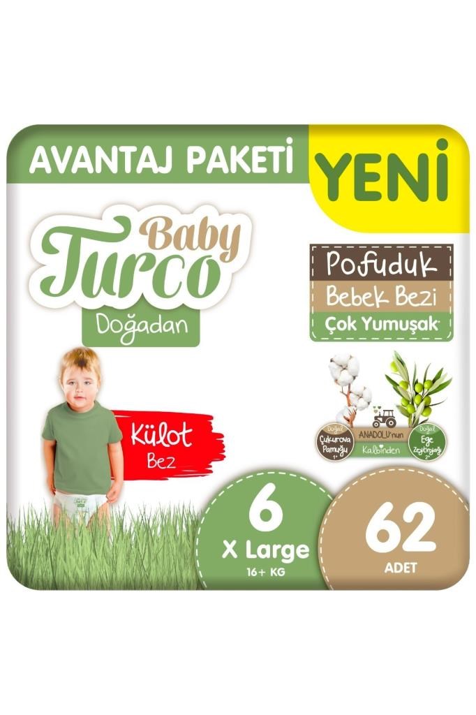 Baby Turco Doğadan Avantaj Paketi Pofuduk Külot Bez 6 Numara Xlarge 62 Adet