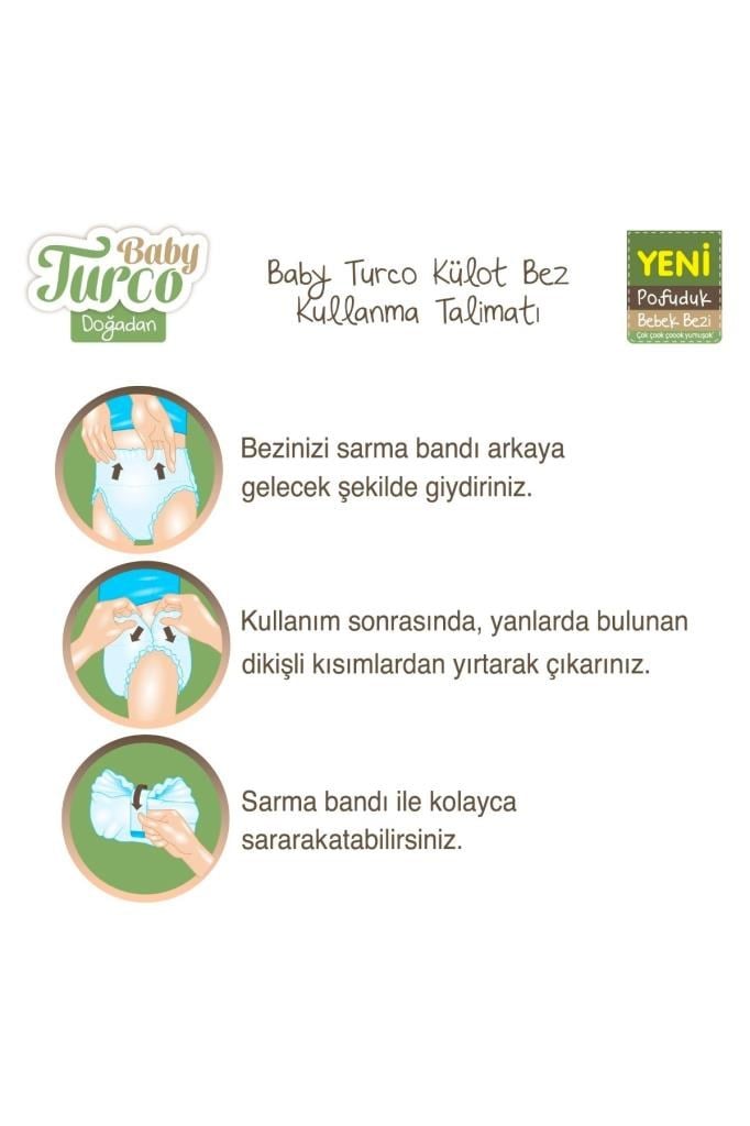 Baby Turco Doğadan Süper Avantaj Paketi Pofuduk Külot Bez 6 Numara Xlarge 124 Adet