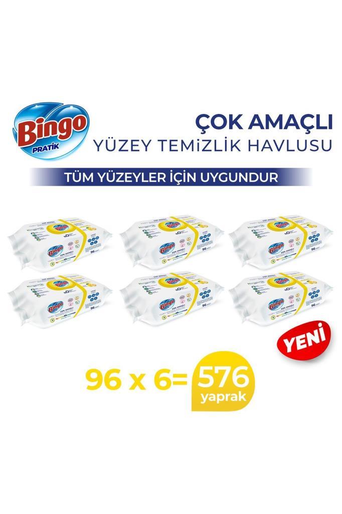 Bingo Pratik Yüzey Temizlik Havlusu Limon 96x6 (576 YAPRAK)