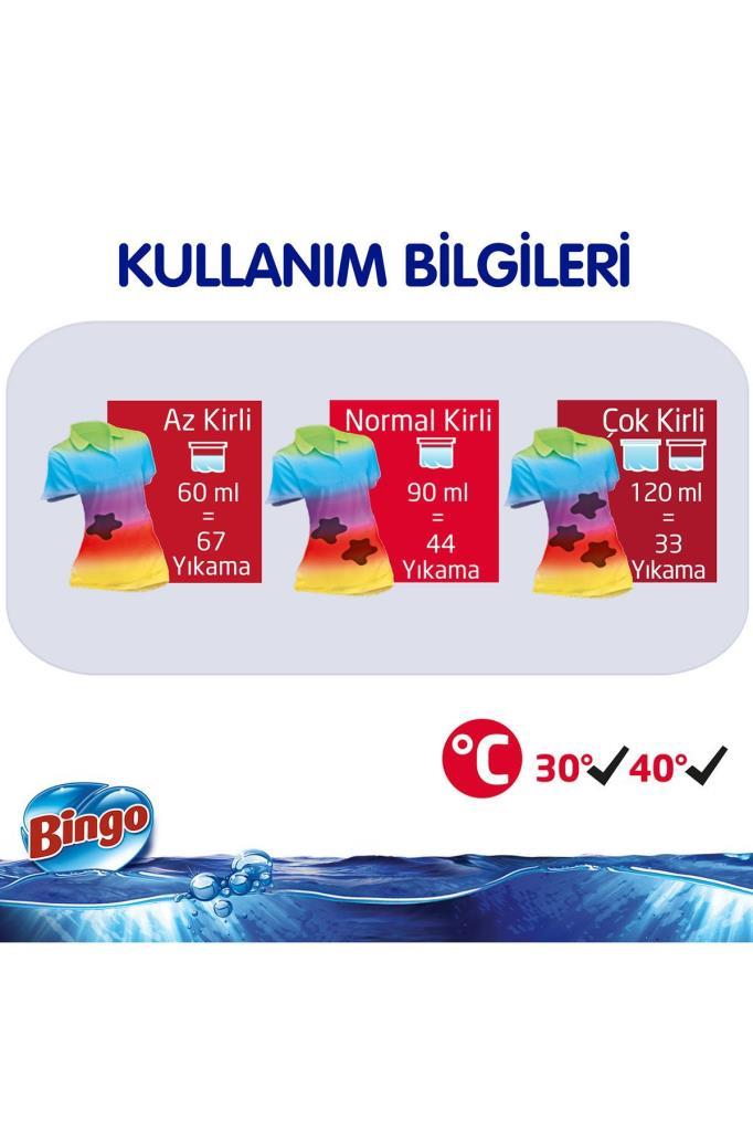 Bingo Renkli Sıvı Bakım Çamaşır Deterjanı 4 Lt X 2 Adet