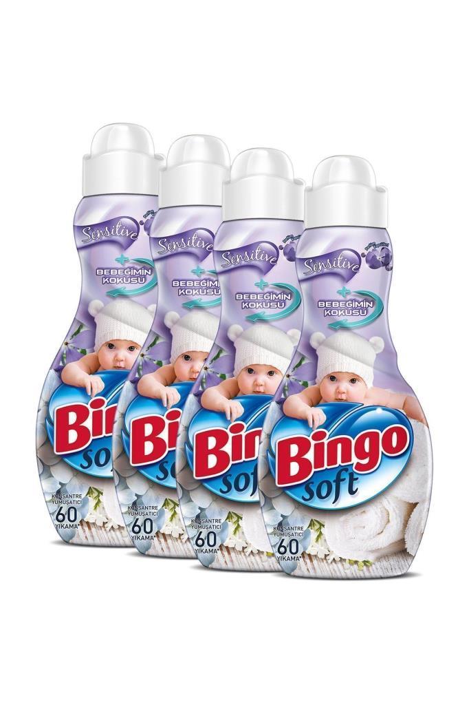 Bingo Soft Konsantre Çamaşır Yumuşatıcısı Sensitive 1440 ml Ekonomipaketi 4'lü