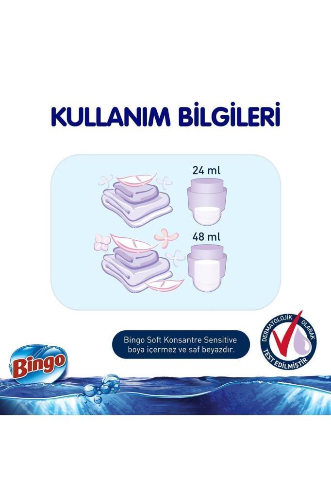 Bingo Soft Konsantre Çamaşır Yumuşatıcısı Sensitive 1440 ml Ekonomipaketi 4'lü