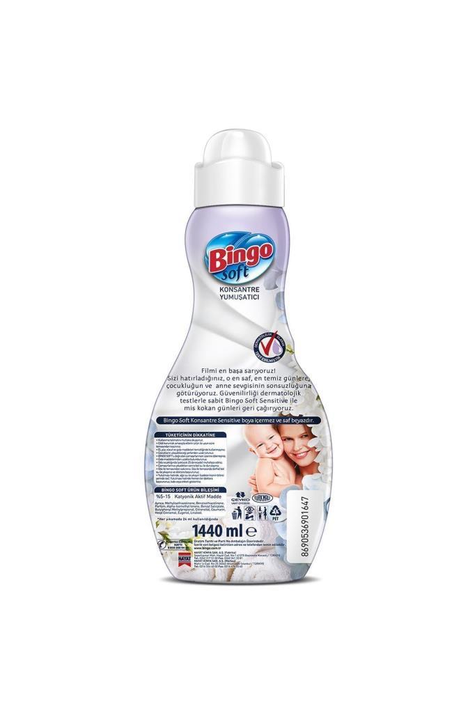Bingo Soft Konsantre Çamaşır Yumuşatıcısı Sensitive 1440 ml Ekonomipaketi 4'lü
