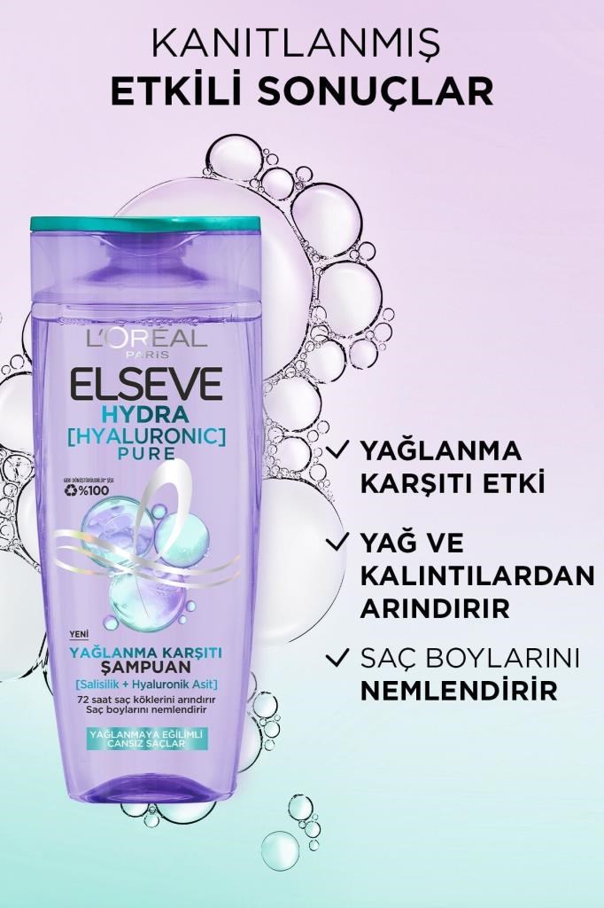 Elseve Hydra [hyaluronic] Pure Salisilik Asit Içeren Yağlanma Karşıtı Arındırıcı Şampuan 300ml