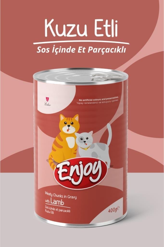 Enjoy Kuzu Etli Kedi Konservesi Sos İçinde Et Parçacıklı 400 Gr