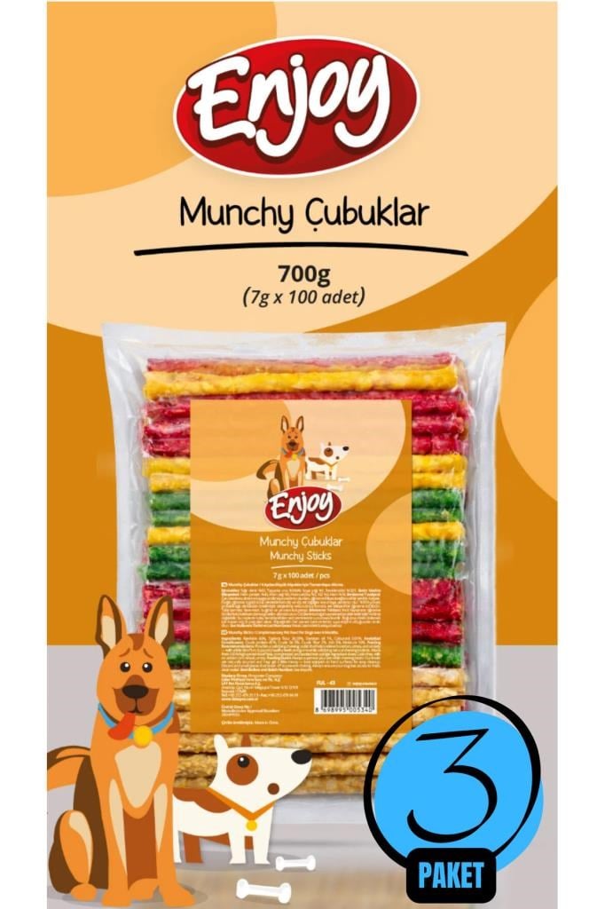 Enjoy Munchy Burgu Çubuk Köpek Kemiği 7g x 300 Adet