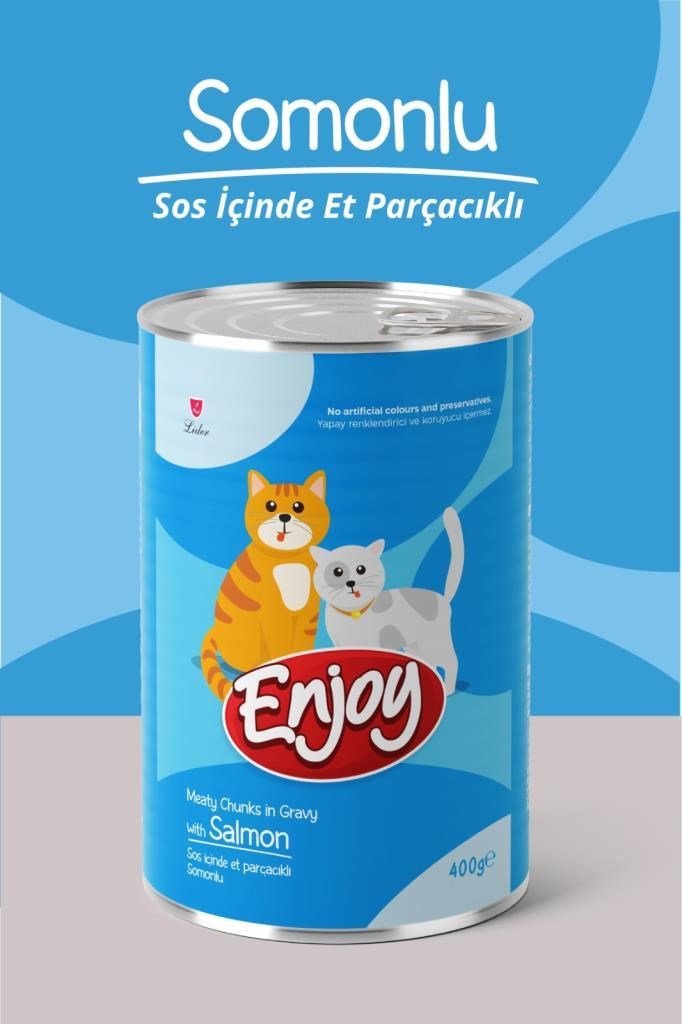 Enjoy Somonlu Kedi Konservesi Sos İçinde Et Parçacıklı 400 Gr