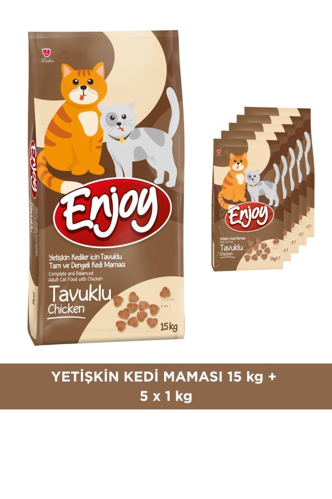 Enjoy Yetişkin Kediler için Tavuklu Tam ve Dengeli Kedi Maması 15 kg + 5 kg