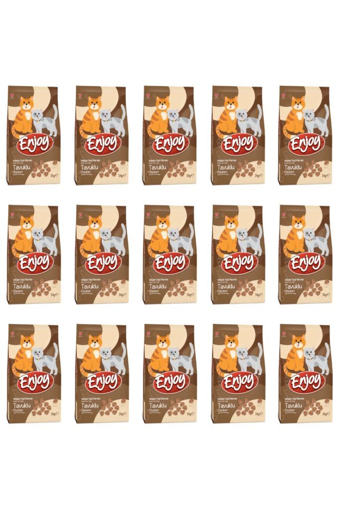 Enjoy Yetişkin Kediler için Tavuklu Tam ve Dengeli Kedi Maması 1 kg X 15