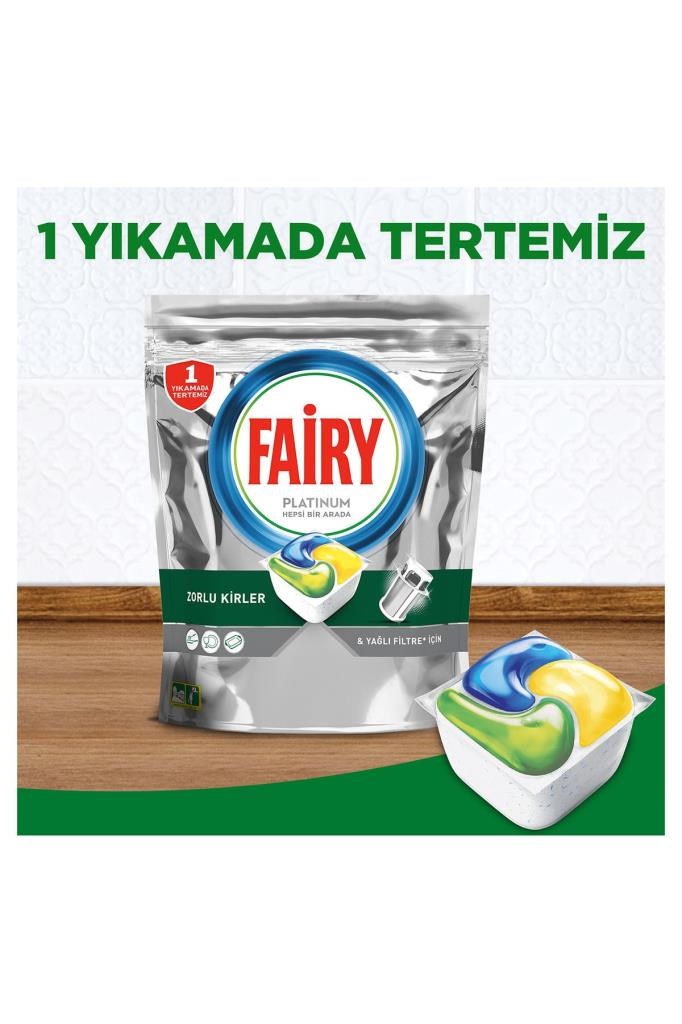 Fairy Platinum 72 Yıkama Bulaşık Makinesi Deterjanı Tableti / Kapsülü Limon Kokulu