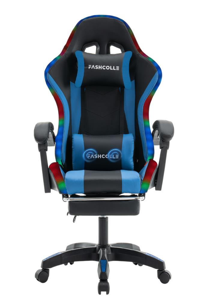 Fashcolle Blue Star Işıklı - Masaj Özellikli Oyuncu Koltuğu Mavi-Siyah