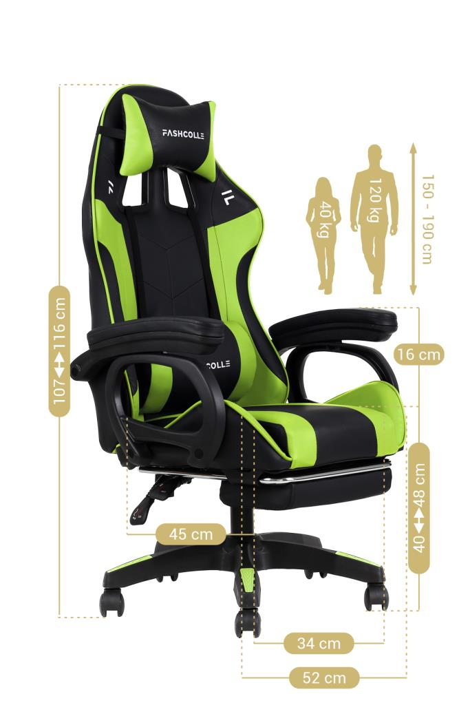Fashcolle Dynamic Green Masajlı Oyuncu Koltuğu