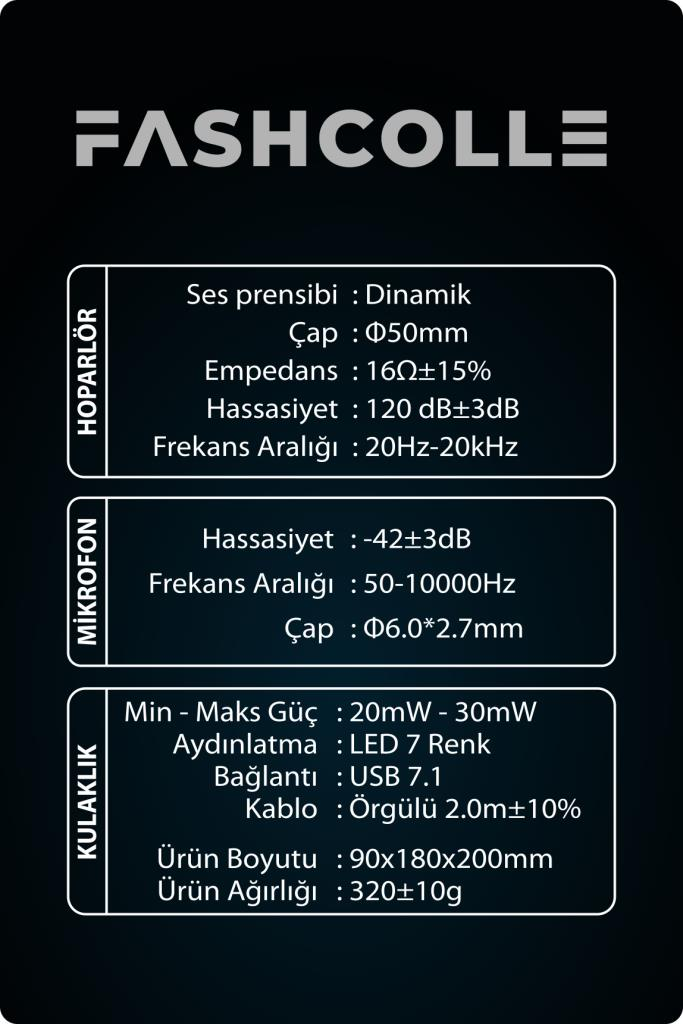 Fashcolle G900 7.1 Virtual Sound Oyuncu Kulaklığı