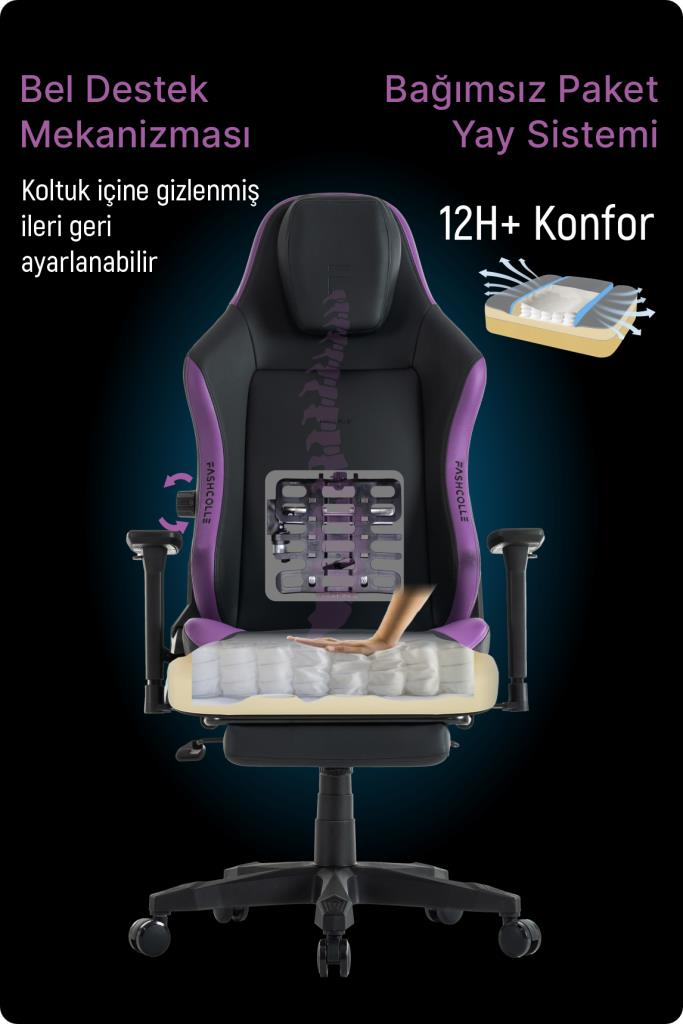Fashcolle Globe Pro Purble Oyuncu Koltuğu