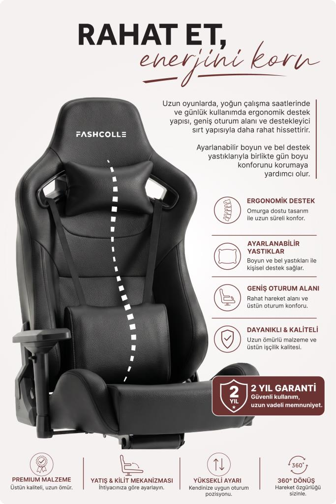 Fashcolle Grand Pro Black Oyuncu Koltuğu