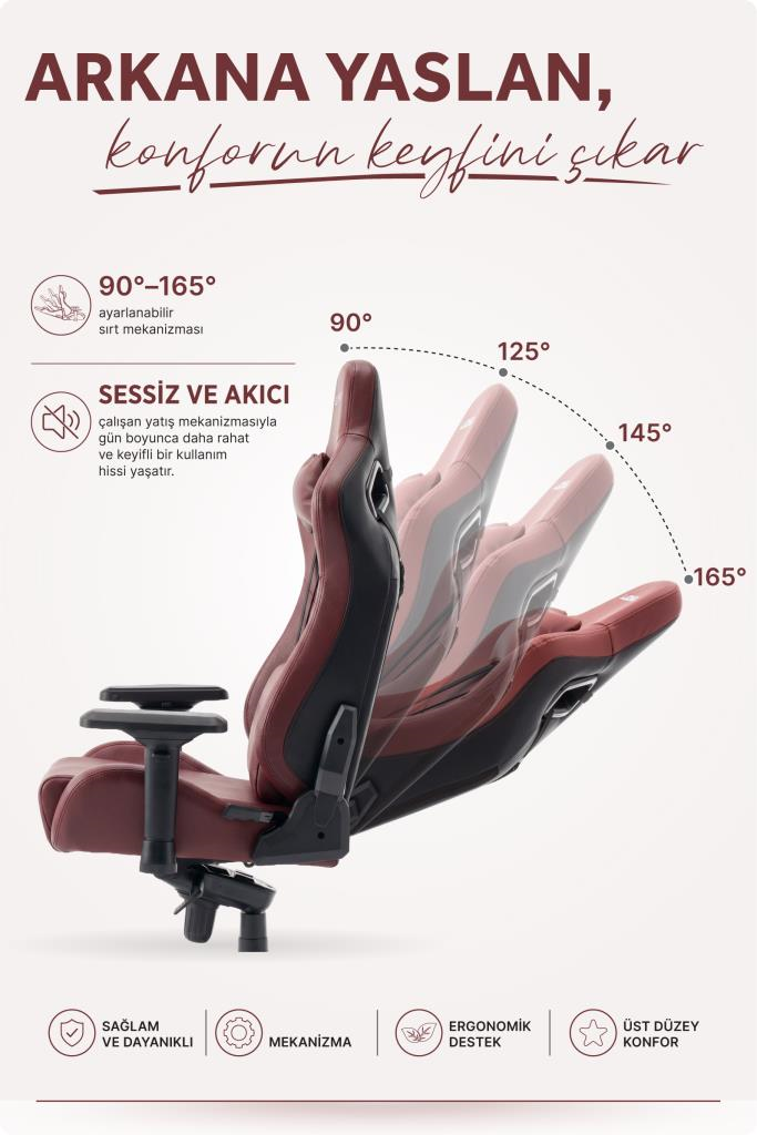 Fashcolle Grand Pro Maroon Oyuncu Koltuğu