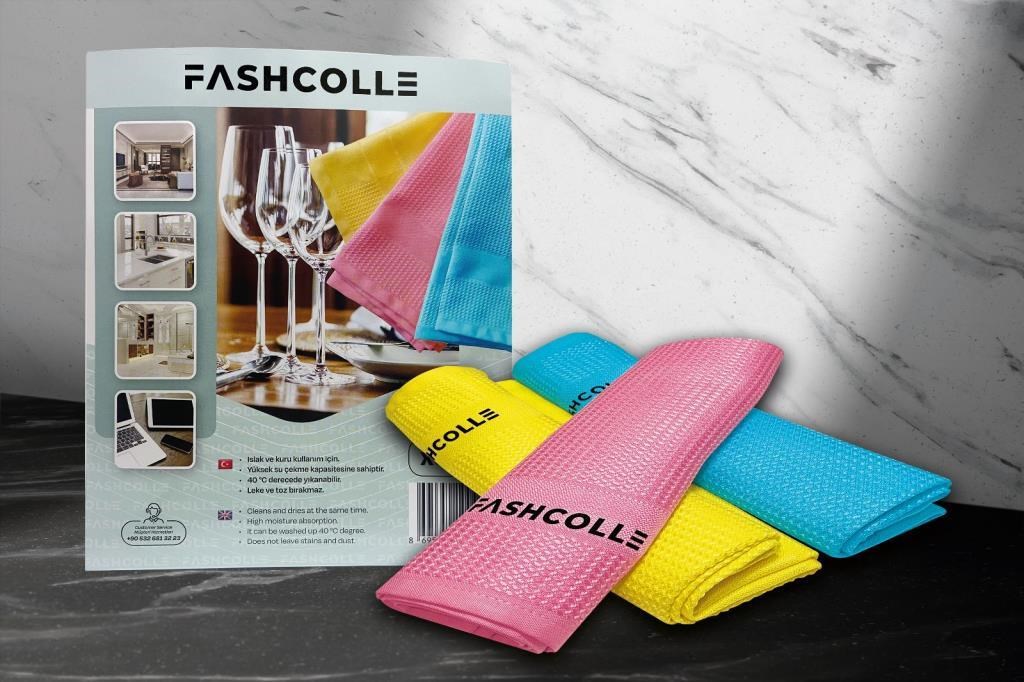 Fashcolle Mikrofiber Temizlik Bezi 3'lü x 4 Paket Toplam 12 Adet