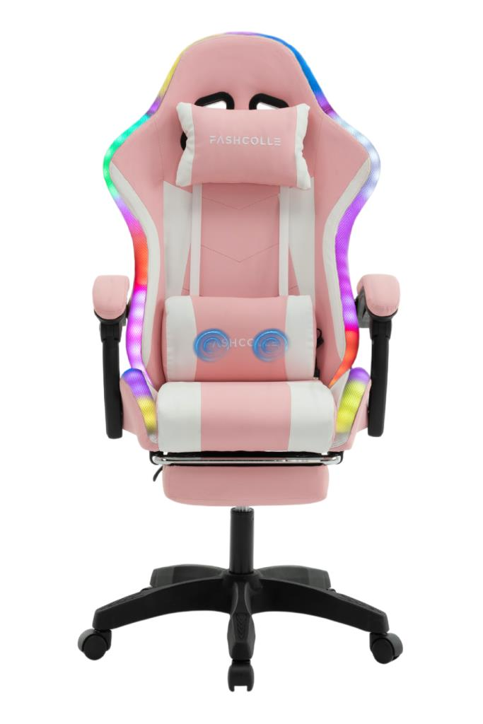 Fashcolle Pink Star Işıklı - Masaj Özellikli Oyuncu Koltuğu Pembe-Beyaz
