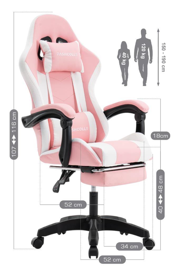 Fashcolle Pink Star Işıklı - Masaj Özellikli Oyuncu Koltuğu Pembe-Beyaz