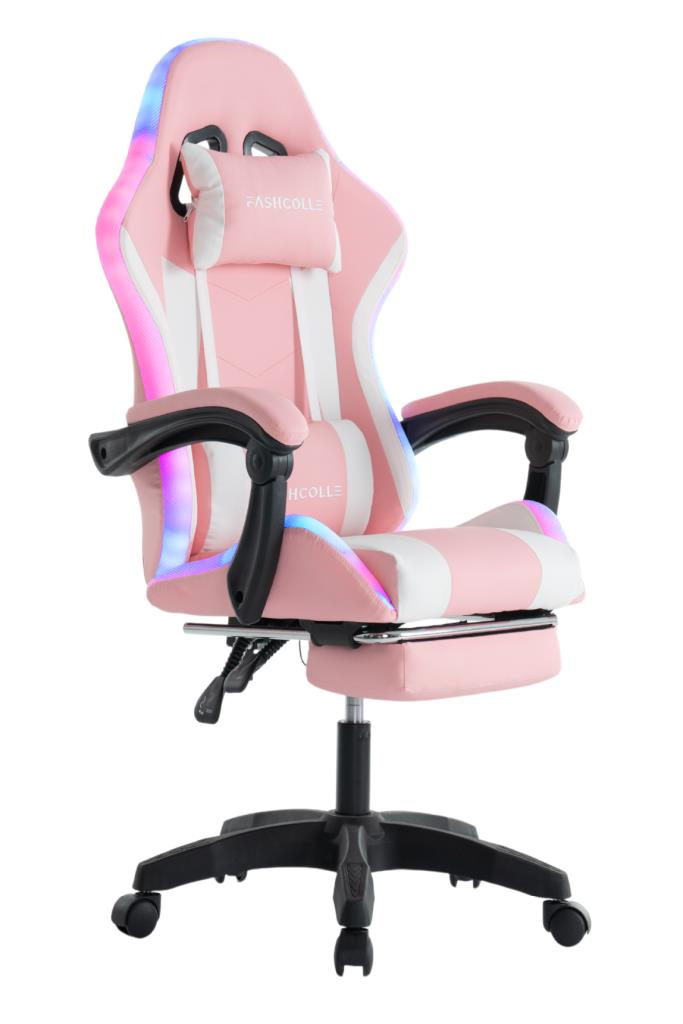 Fashcolle Pink Star Işıklı - Masaj Özellikli Oyuncu Koltuğu Pembe-Beyaz