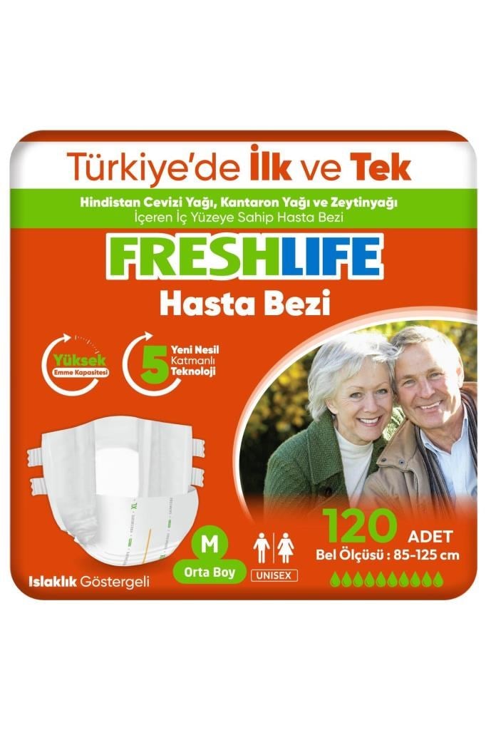 Freshlife 4'lü Medium Orta Boy Yetişkin Hasta Bezi 30x4 (120 Adet)