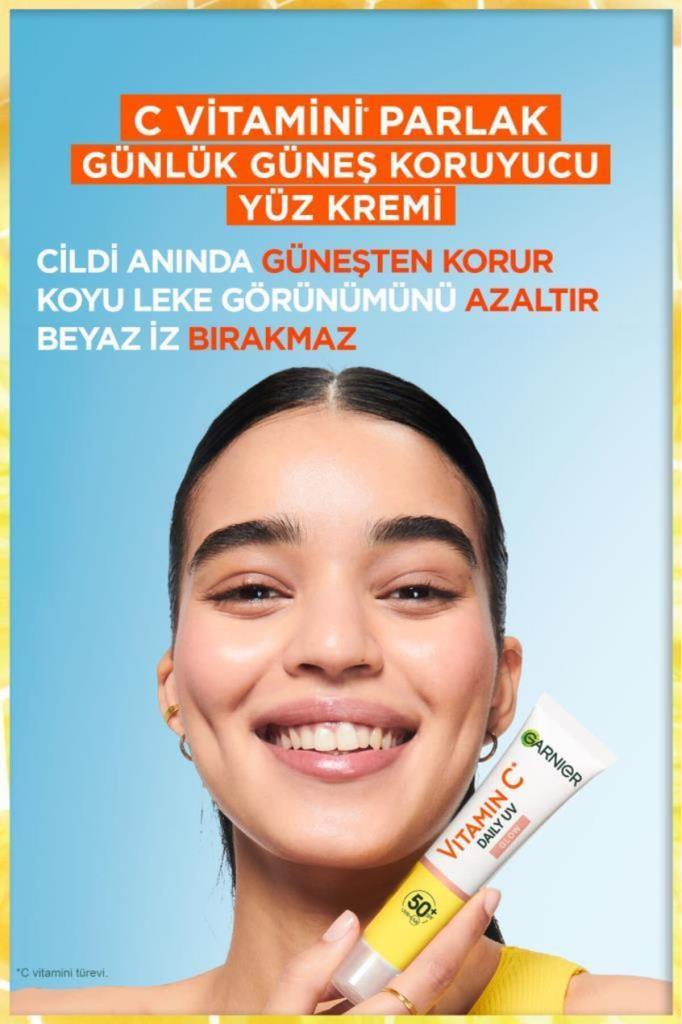 GarnierC Vitamini Parlak Günlük Güneş Koruyucu Fluid Yüz Kremi Görünmez Doku Spf50 40ml