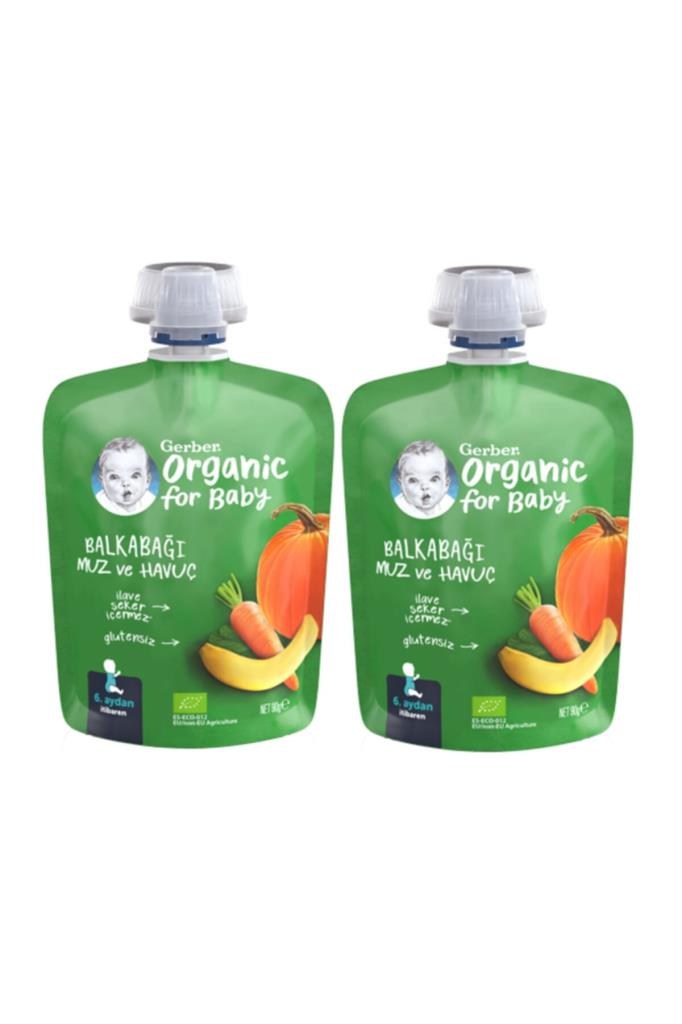 Gerber Organik Muzlu ve Havuçlu Balkabağı Püresi 90g X 2 Adet 