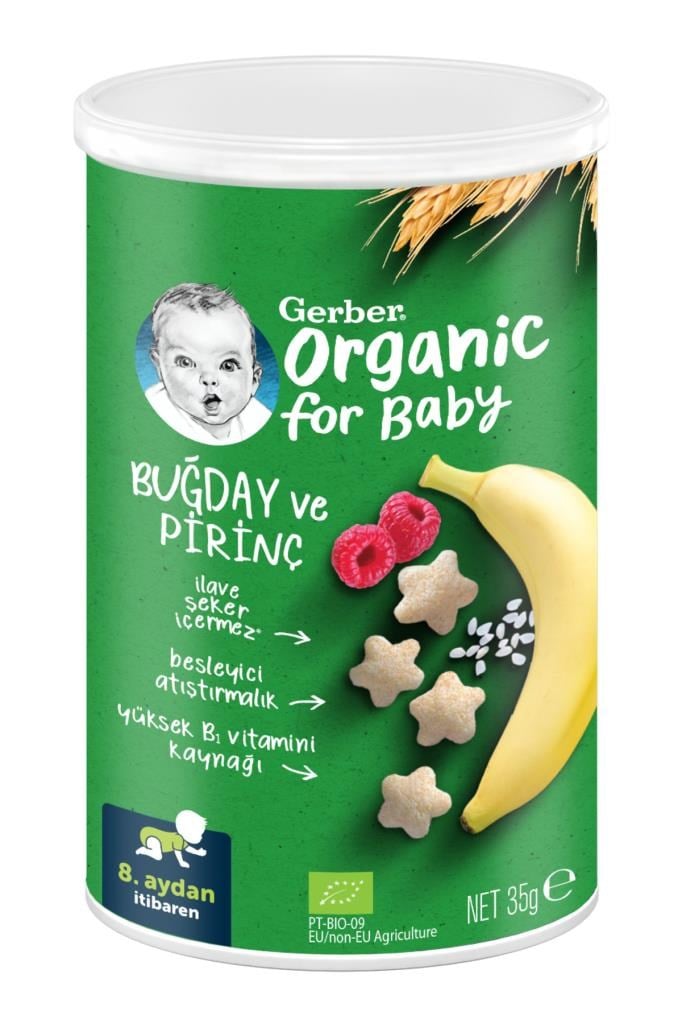 Gerber Organik Pirinçli Buğdaylı Muzlu Bebek Atıştırmalığı 35gr X 2 Adet