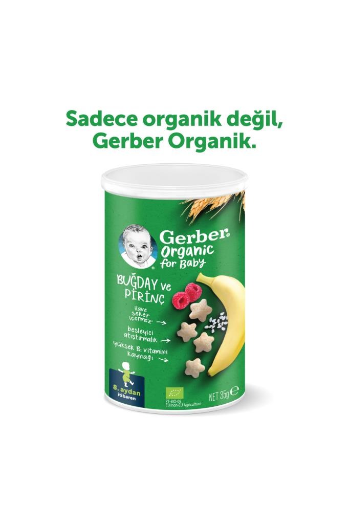 Gerber Organik Pirinçli Buğdaylı Muzlu Bebek Atıştırmalığı 35gr X 2 Adet
