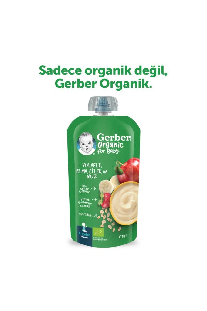 Gerber Organik Yulaflı Elma Çilek Ve Muz Püresi 110 gr