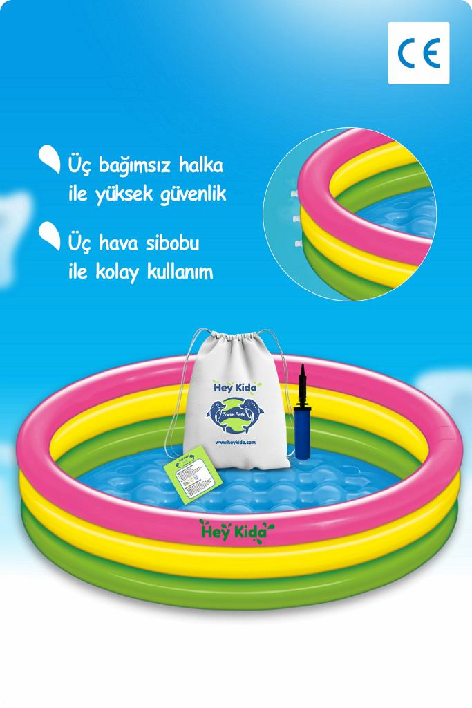 Heykida Şişme Tabanlı 3 Boğumlu Havuz 114x25 cm