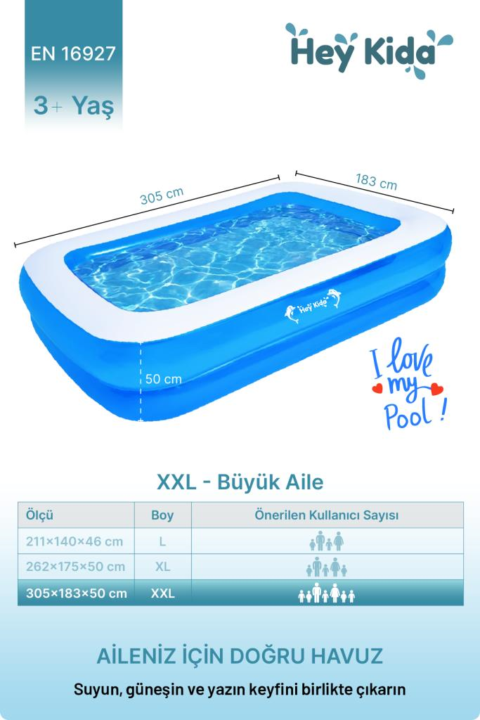 Heykida Swim Safe Dikdörtgen Havuz 305x183x50