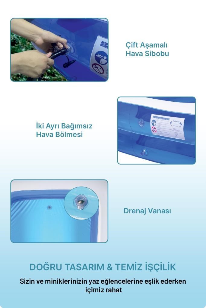 Heykida Swim Safe Dikdörtgen Havuz 305x183x50 + Manuel Pompa