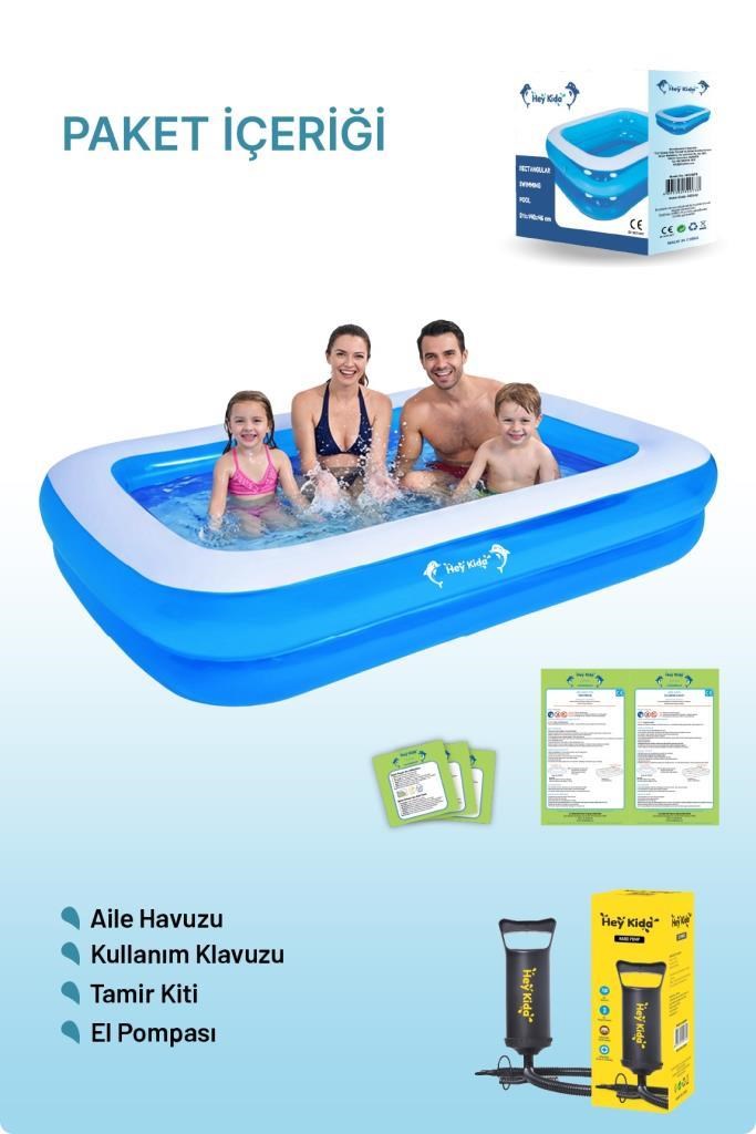 Heykida Swim Safe Dikdörtgen Havuz 305x183x50 + Manuel Pompa