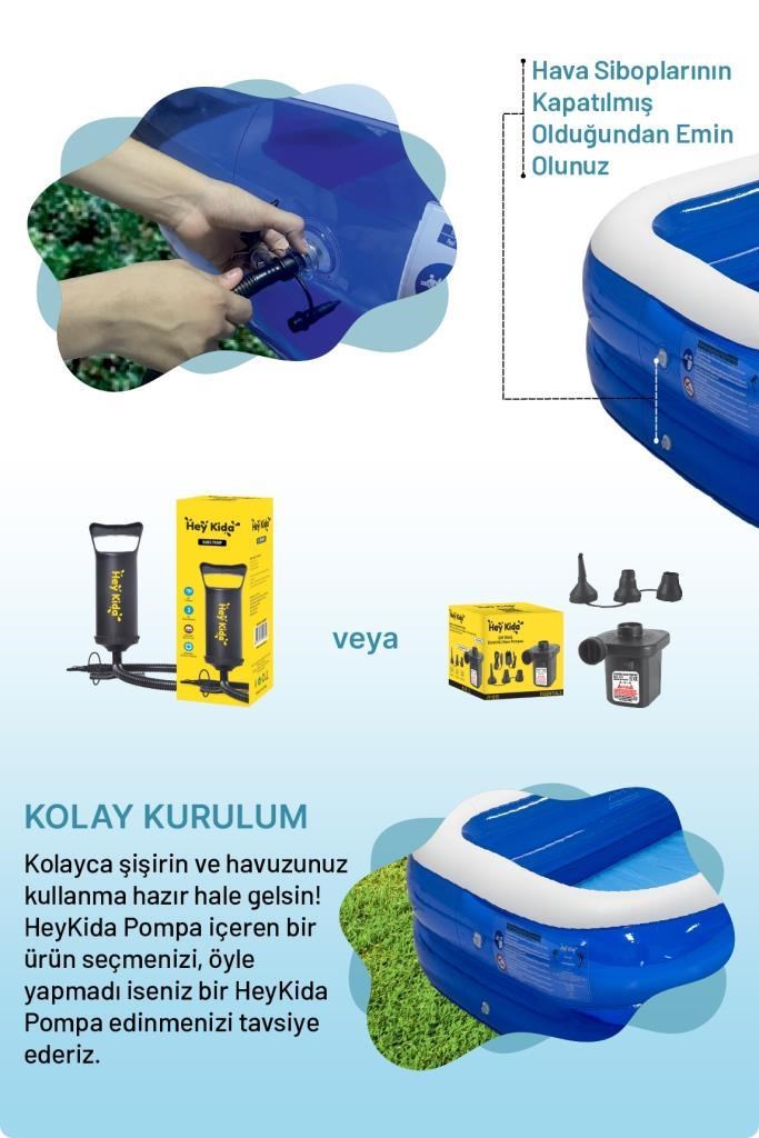Heykida Swim Safe Dikdörtgen Havuz 305x183x50 + Manuel Pompa