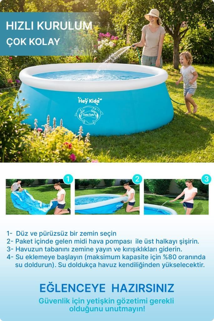 Heykida Swim Safe Hızlı Kurulum Havuzu 183x51cm